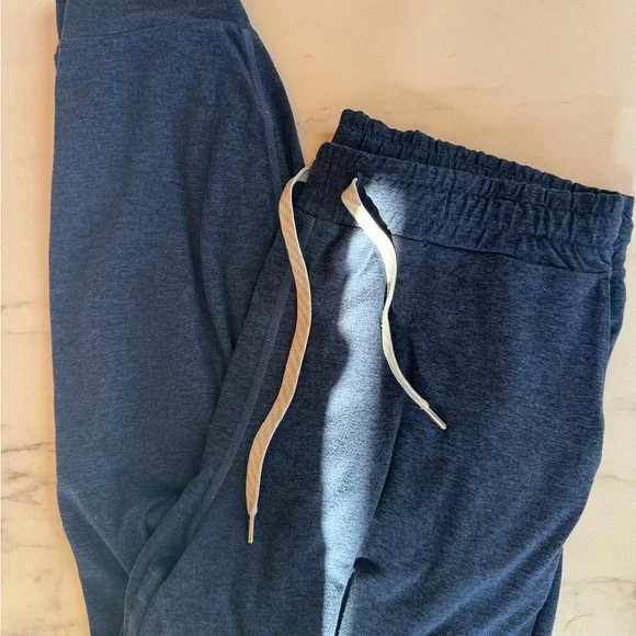Vuori Dark Blue Joggers with Cream Drawstring - Picture 1 of 5